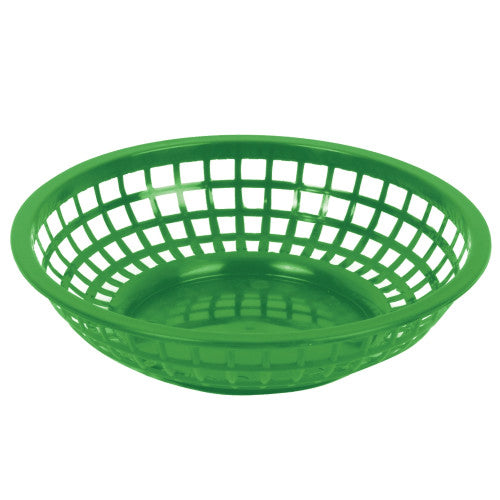 Plastic Green Round Fast Food Basket 203mm - Pack of 12