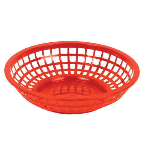 Plastic Red Round Fast Food Basket 203mm - Pack of 12