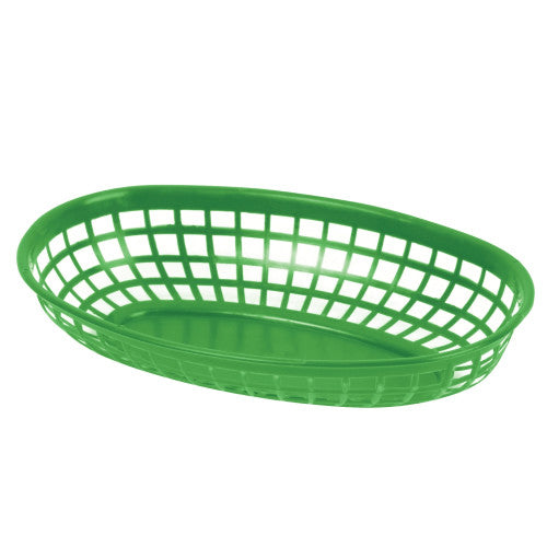 Plastic Green Oval Fast Food Basket 237mm - Pack of 12
