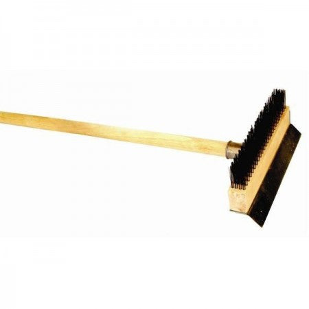 Thunder Group WDPB037 37" Wood Handle Pizza Oven Wire Brush with Scraper