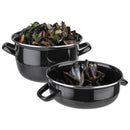 Black Enamelled Mussel Pot with Lid 20x13cm 3 Litre