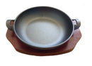 20cm Cast Iron Balti With Wood Base (7613)