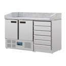 Doppeltürige Pizzatheke der Polar G-Serie mit Granitplatte und Teigschubladen