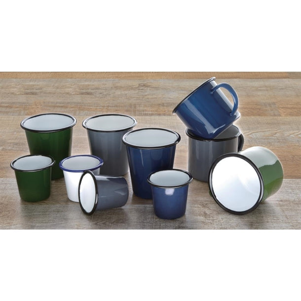 Olympia Enamel Mugs Green 350ml (Pack of 6)