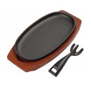 28cm Oval Sizzle Platter With Wood Base (7602)