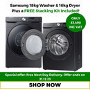 Samsung WF18T8000GV / DV16T8520BV Kombi aus gestapelter Waschmaschine 18 kg und Trockner 16 kg mit kostenlosem Stapelset