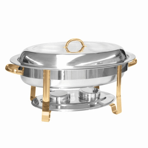 5.68 Ltr Gold Accented Oval Chafer