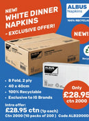 Albus White 8-Fold Napkins 2ply | 10 x 200 Pack