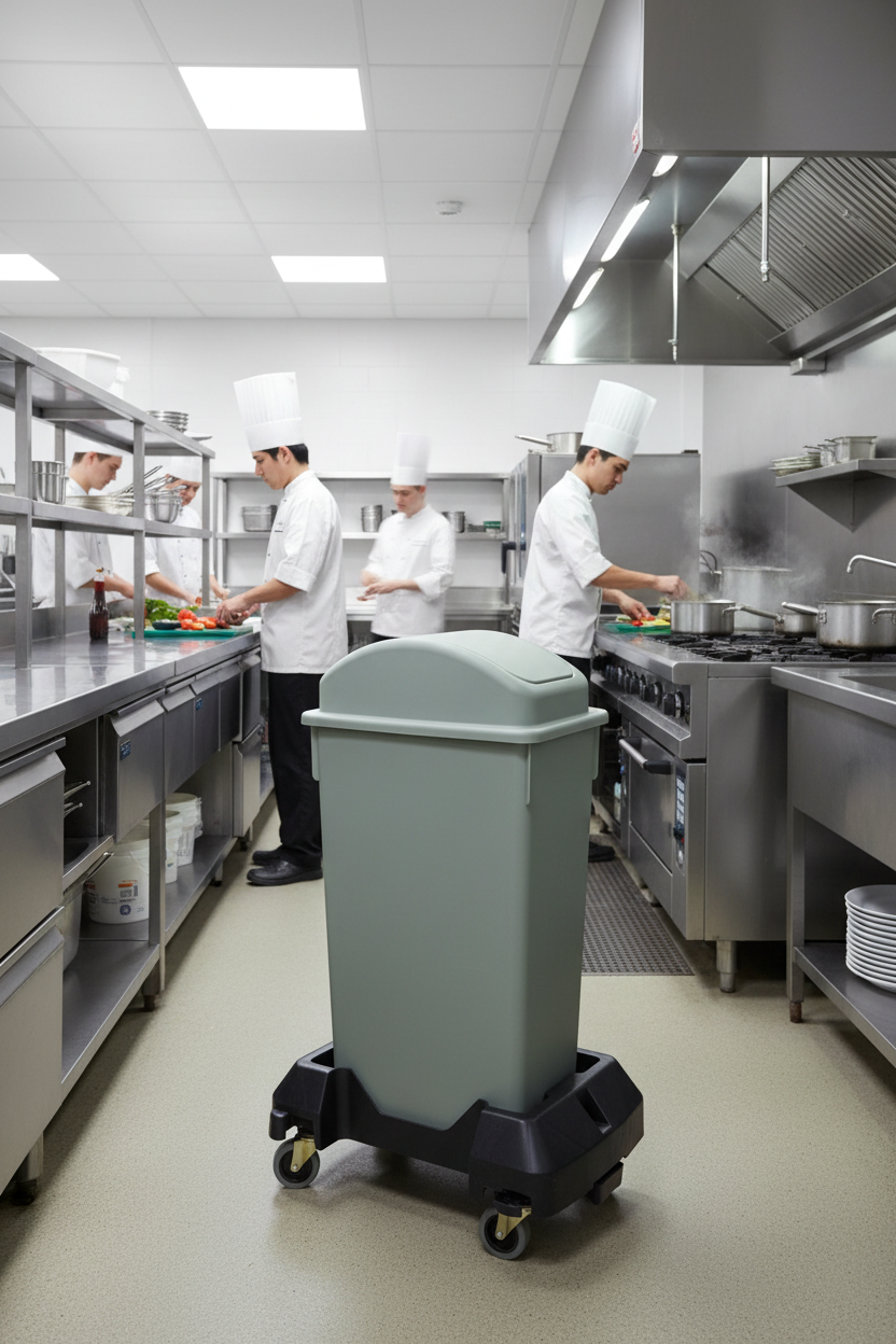 Bin Trolley in Commercial Kitchen