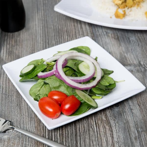 Classic White Square Melamine Plate-12/case - Kitchway.com