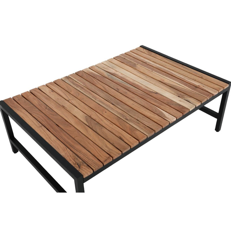 Bolero Steel and Acacia Low Coffee Table 1200x800mm