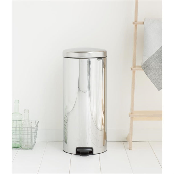 Brabantia Newicon Plastic Pedal Bin Bucket Brilliant Steel 30Ltr