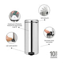 Brabantia Newicon Plastic Pedal Bin Bucket Brilliant Steel 30Ltr