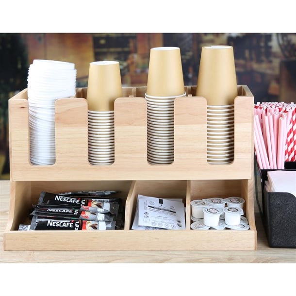 Olympia Cup and Condiment Station Hevea Wood 450x120x240mm