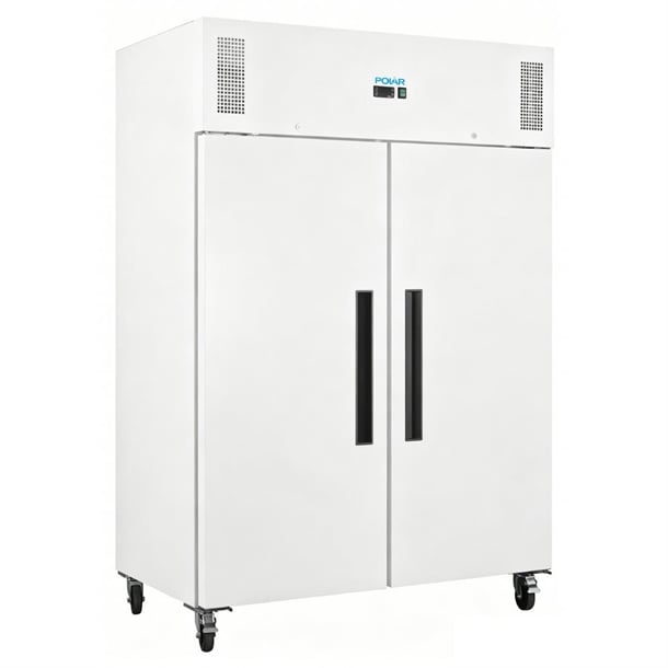 Polar G-Series upright double door freezer in white