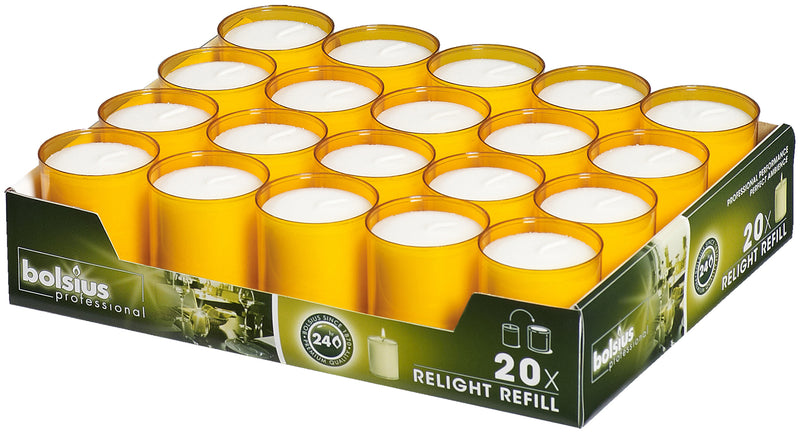 Bolsius Relight Orange 24-Stunden-Kerzennachfüllung 64/52 mm – 20er-Box 