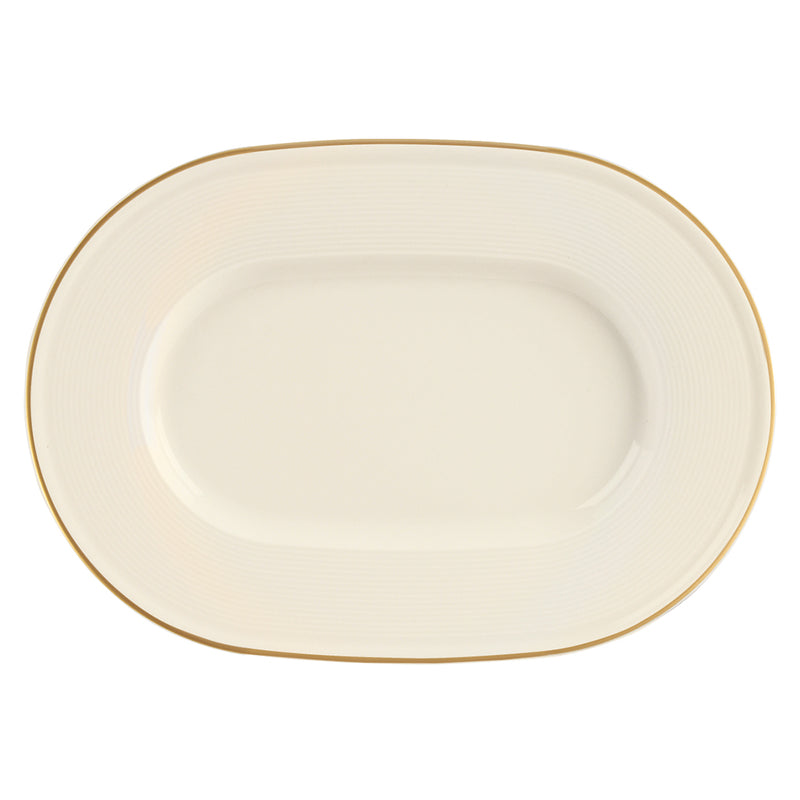 Line Gold Band Oval Plates 25cm - Pack of 6
