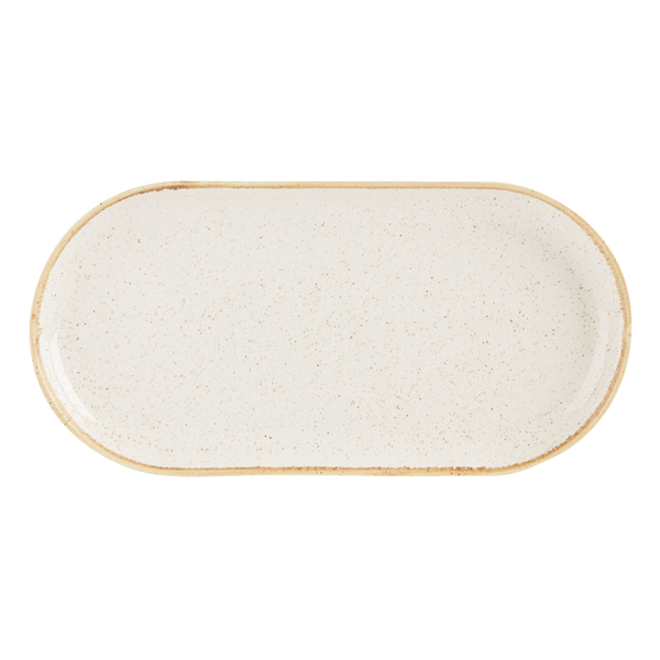 Porcelite Seasons Oatmeal Schmale ovale Teller 32 x 20 cm / 12 ½ x 8 – 6er-Pack