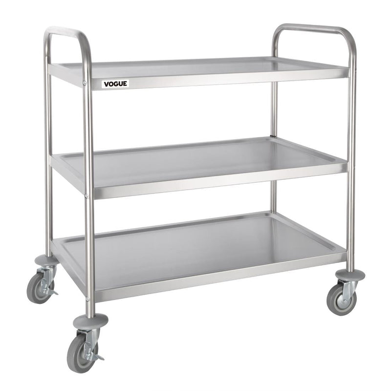 Stainless Steel 3 Tier Clearing Trolley Medium