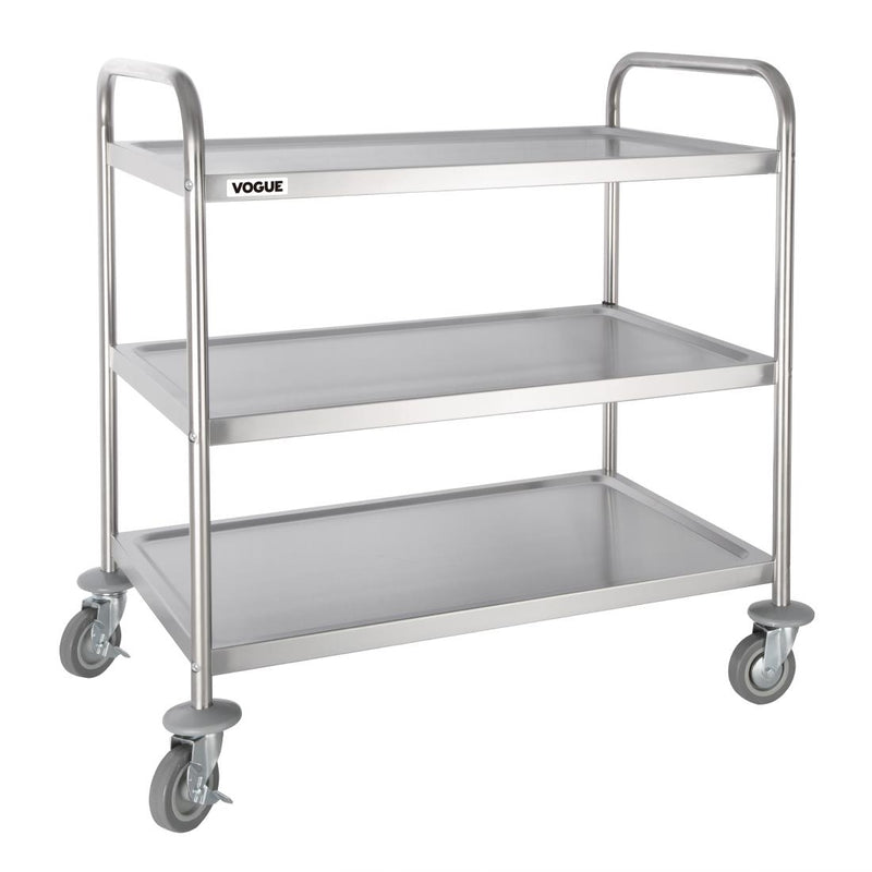 Stainless Steel 3 Tier Clearing Trolley Large