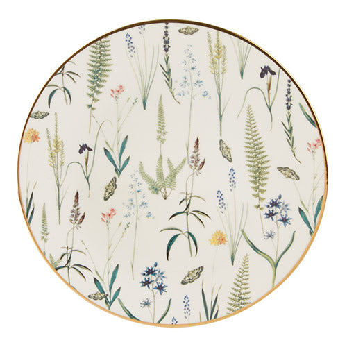 Botanical Fine China Gold Rimmed Plates 17cm - Pack of 6