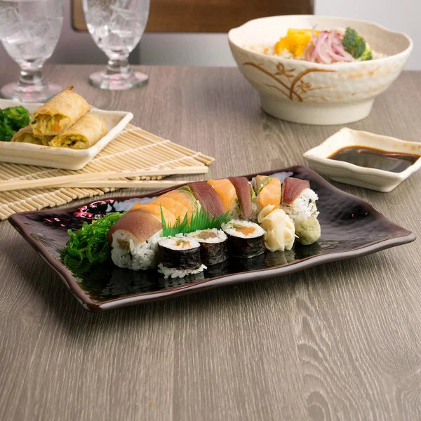 Tenmoku Rectangular Melamine Wave Plate 11 1/4" x 7 1/4"  - Dozen