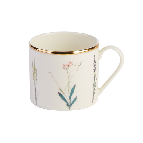 Botanical Fine China Gold Rimmed Cups 180ml - Pack of 6
