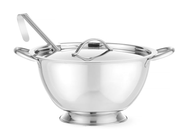 Stainless Steel Soup Tureen & Ladle - 270mm X (h)120mm 2.7 Liters