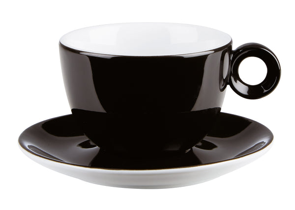 Costaverde Cafe Schwarze Tassen-Untertasse in Schüsselform, 16 cm, 6 Stück