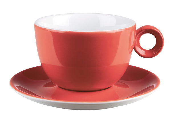 Costaverde Cafe Red Bowl Shaped Cup Saucer 16cm / 6" - Pack of 6
