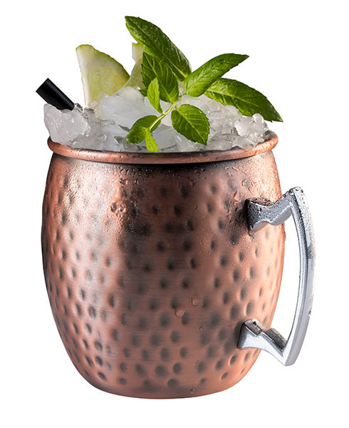 Moscow Mule Barrel Mug, Antique Hammered Copper-Look (Stainless Steel), 10 cm x 9 cm / 4 inches x 3 1/2 inches (0.5 Ltr)