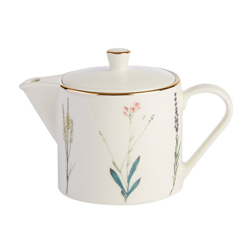 Botanical Fine China Gold Rimmed Teapot 50cl / 500ml  - Pack of 6