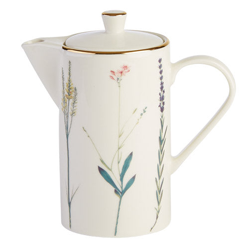 Botanical Fine China Kaffeekanne mit Goldrand, 60 cl, 6 Stück