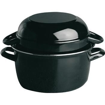 Black Enamelled Mussel Pot with Lid - Kitchway.com