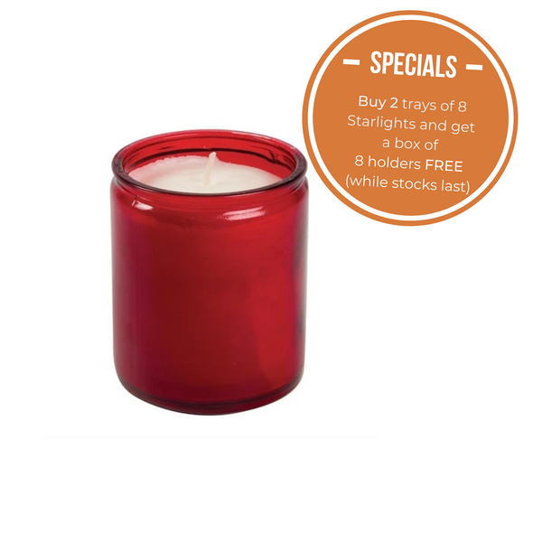 Bolsius Red Starlight Candles 50 Hour Burning Time - Box of 8