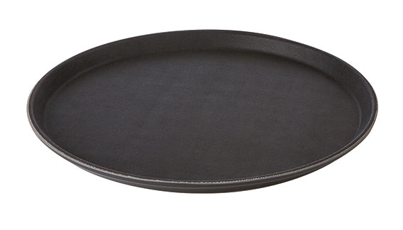 Schwarzes, rundes, rutschfestes Serviertablett aus Polypropylen, 35,5 cm
