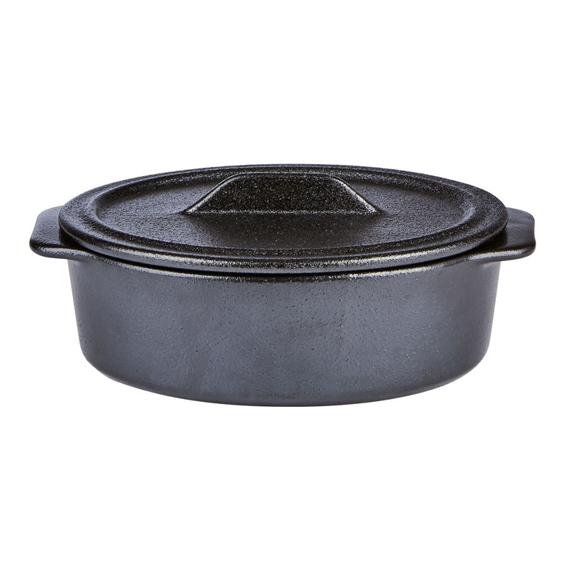 Porcelite Cast Iron Effect Oval Casserole Dish With Lid 17.7 x 13.5 x 7cm (Pack of 6)