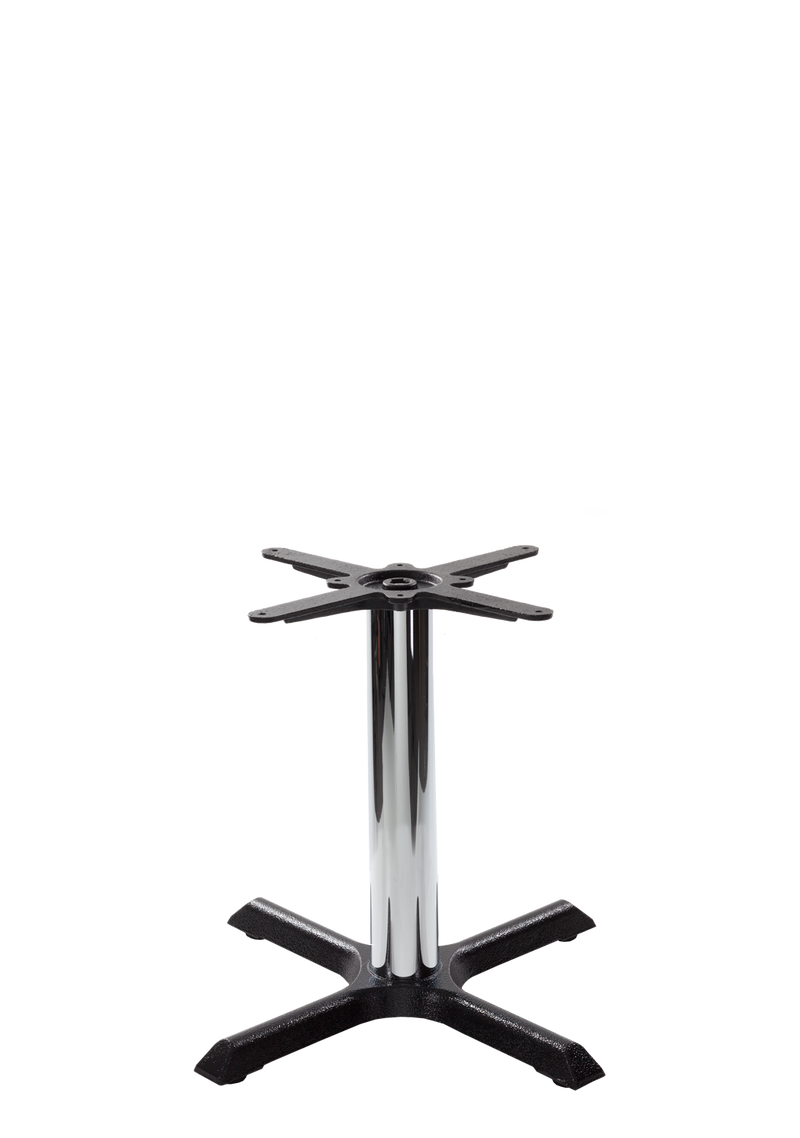 Black cruciform table base - Small - Chrome coffee height - 480 mm