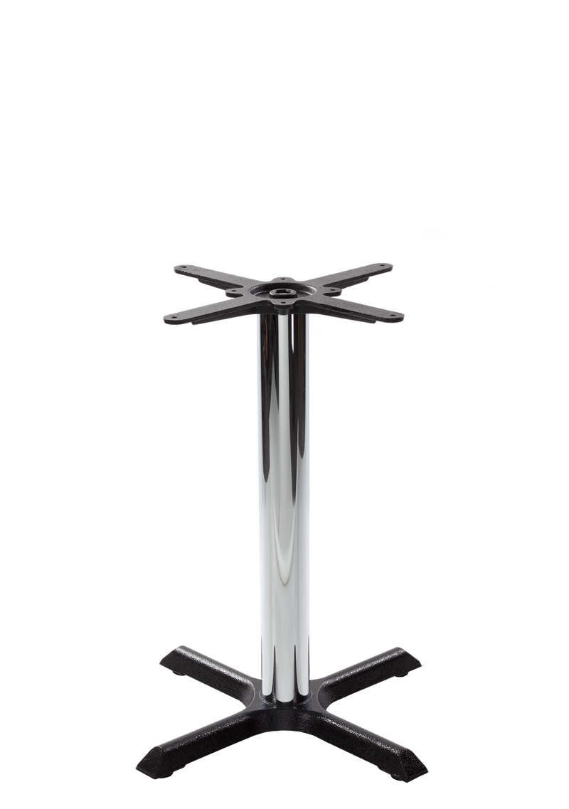 Black cruciform table base - Small - Chrome dining height - 730 mm