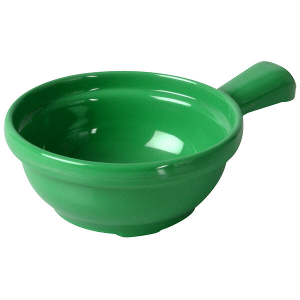 Green Melamine Soup Bowl with Handle 10oz - Dozen