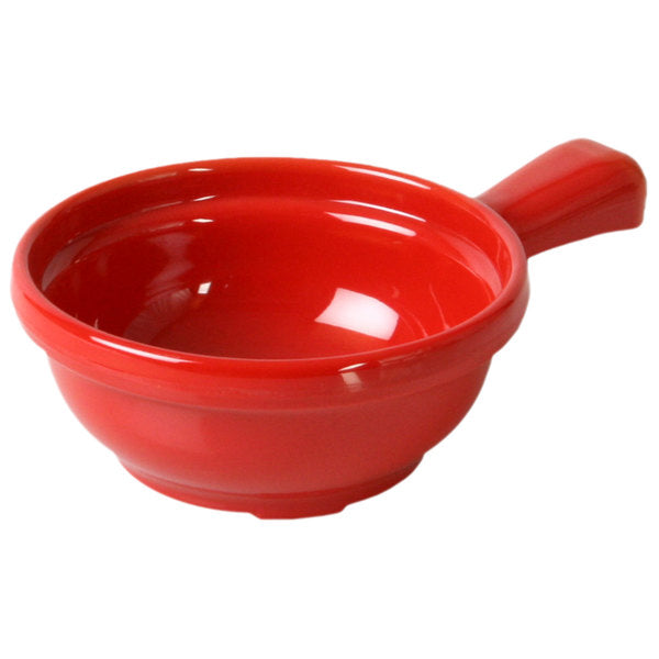Red Melamine Soup Bowl with Handle 10oz - Dozen