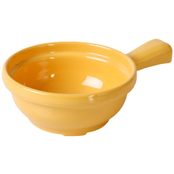 Yellow Melamine Soup Bowl with Handle 10oz - Dozen