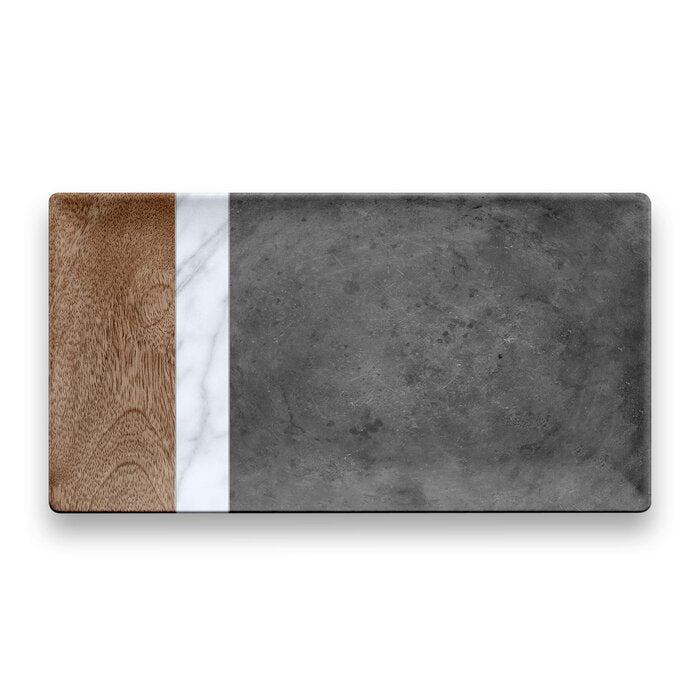 Mixed Material Marin, Carrara & Stone Plank Platter - Set of 4