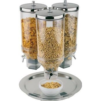 Cereal Dispensers with Rotating Stainless Steel Foot-3x4.5Ltr - Kitchway.com
