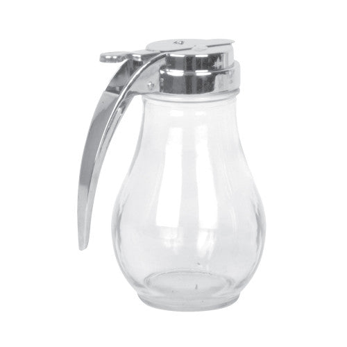 Sirupspender aus Glas, 414 ml, mit verchromter Oberseite aus Zinkgusslegierung – Packung mit 12 Stück