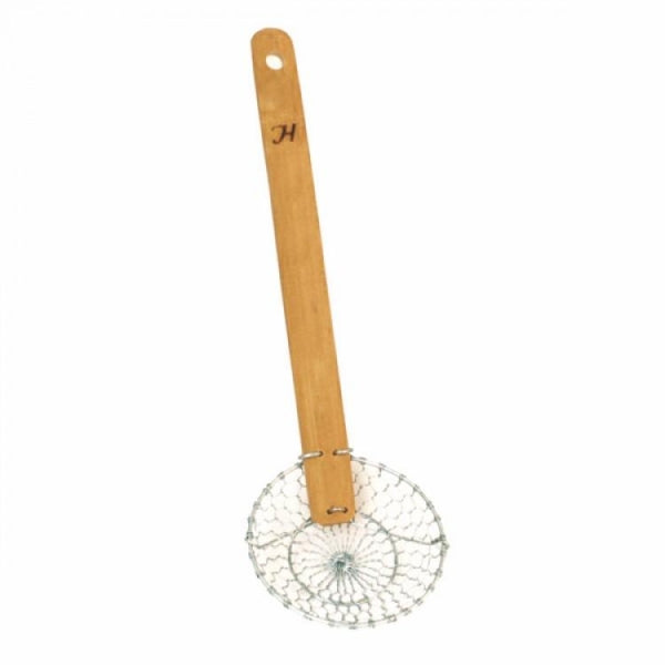 Galvanized Steel Bowl Style Bamboo Handled Skimmer - Kitchway.com