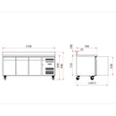 3 Door Gn1/1 Counter With Upstand 417l Fridge