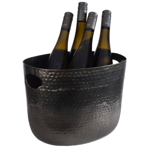Handled Wine/Champagne Bowl Aluminium 'Gunmetal look' Hammered Surface (7 Ltr) - Pack of 1
