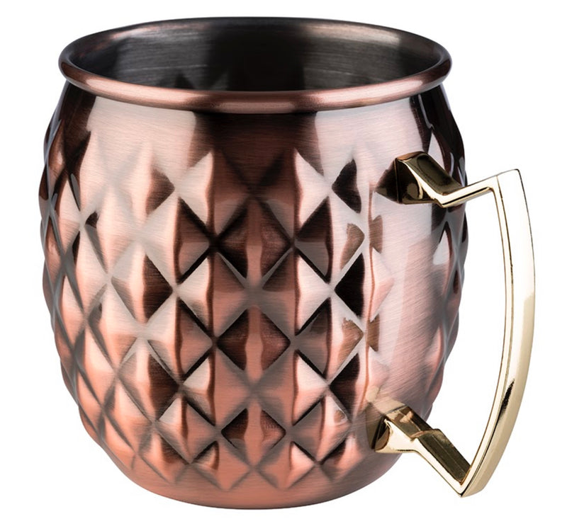 Moscow Mule Barrel Becher in Antik-Kupfer-Optik (Edelstahl), 10 x 9,5 cm / 4 x 3 ¾ Zoll (0,5 l), 1 Stück