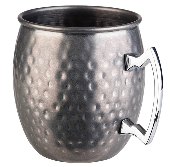 Moscow Mule Barrel Mug Stainless Steel Antique Hammered look (Stainless Steel) 10 x 9cm / 4â€ x 3 ½â€ (0.5 Ltr) - Pack of 1